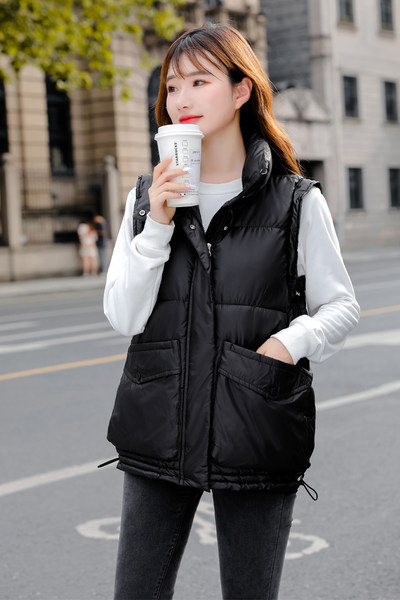 Vesta casual dama cu guler inalt si buzunar