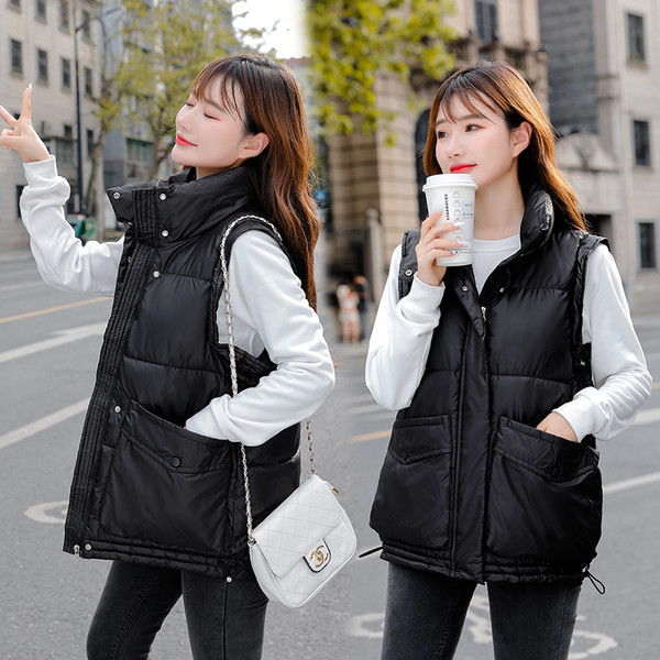 Vesta casual dama cu guler inalt si buzunar