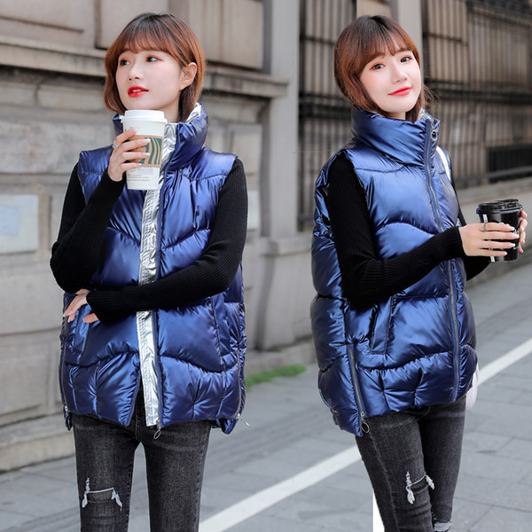 Vestă pentru femei cu fermoar cu două fețe