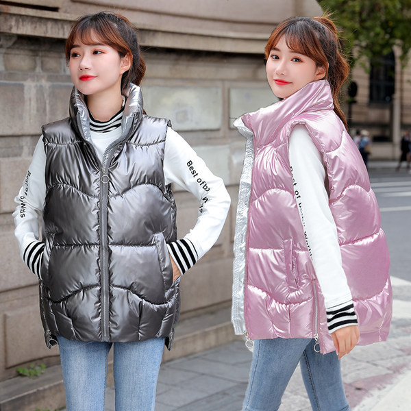 Vestă pentru femei cu fermoar cu două fețe