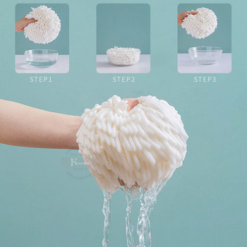 Konco Wipe Hands Towel Ball Мека абсорбираща шенилна кърпа за баня Кухненски кърпи за ръце с примка Аксесоари за баня Кухня