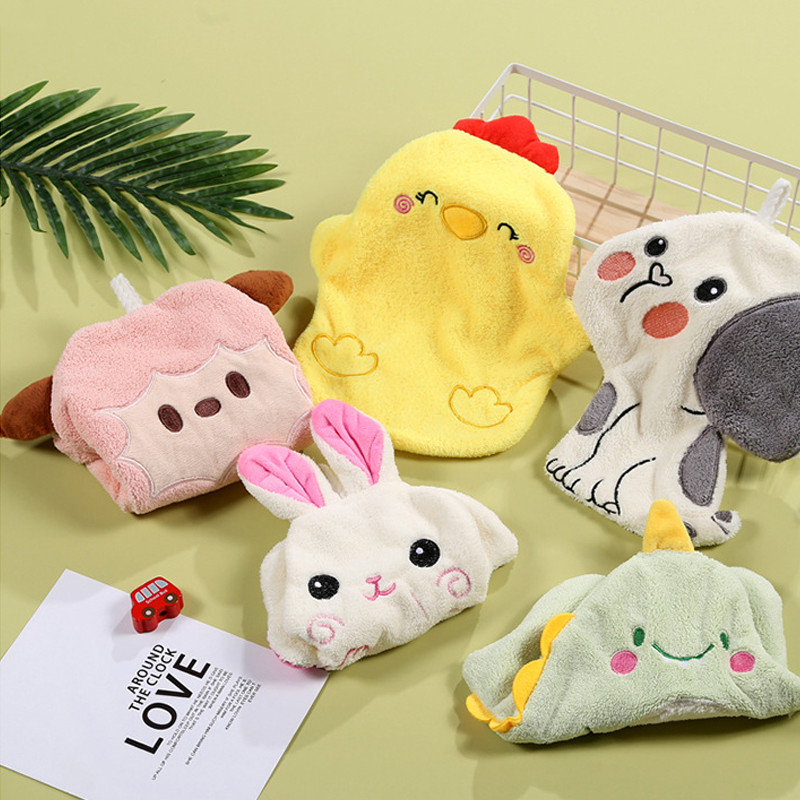 Animacinių filmų gyvūno formos rankšluostis vaikams Aukštos kokybės koralinis aksominis virtuvės vonios kambario sugeriamieji valymo rankšluosčiai indams