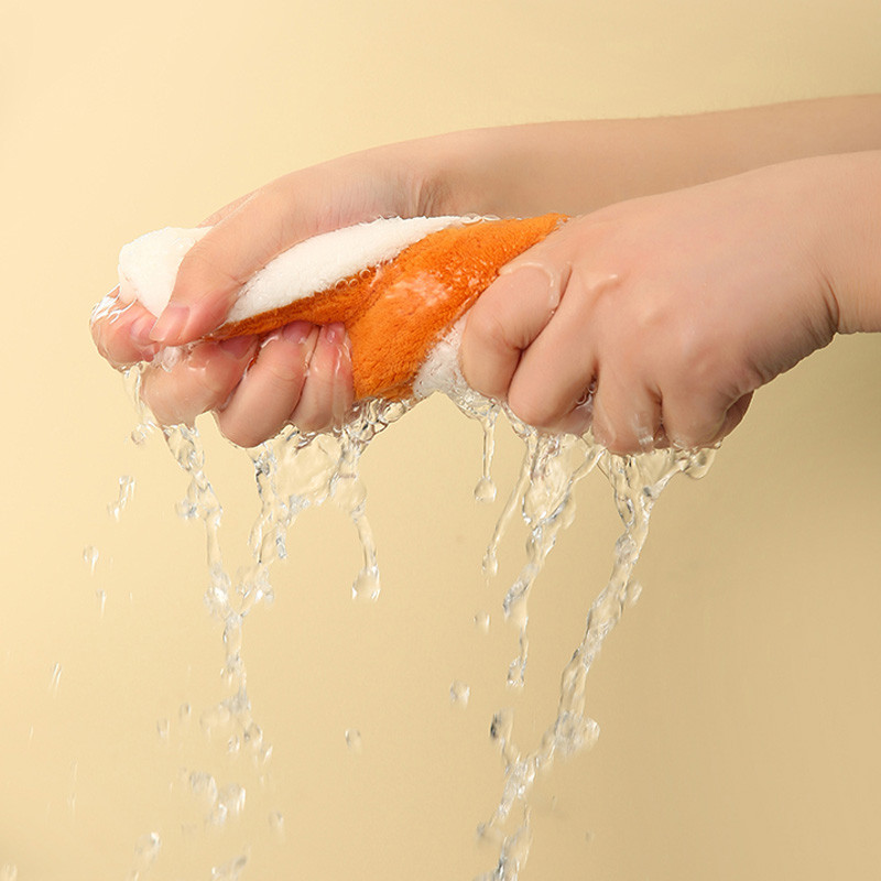 Prosop de mână moale de pisică de desene animate, catifea de coral îngroșată, super absorbantă, broderie pentru baie, șterge batista, prosoape pentru curățarea bucătăriei