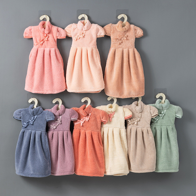 Prosop Coraline China Cheongsam Agățabil Absorbant Moale Copii Prosoape de mână Bucătărie Prosop de ștergere Curat din microfibră Atârnat Baie