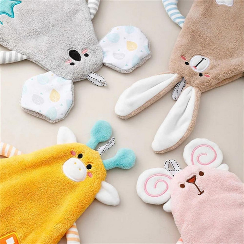 1PC prosop de mână agățat din lână moale de corali, absorbant, prietenos cu pielea, batistă pentru copii cu animale din desene animate prosop bucătărie baie