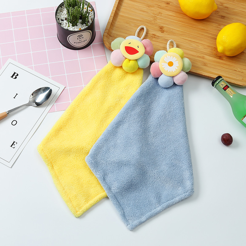 Smiley Coral Velvet Ručnik za ruke za kuhinju Kupaonica Velike mekane petlje za vješanje Brzo sušeće upijajuće krpe za suđe Kućni frotirni ručnici