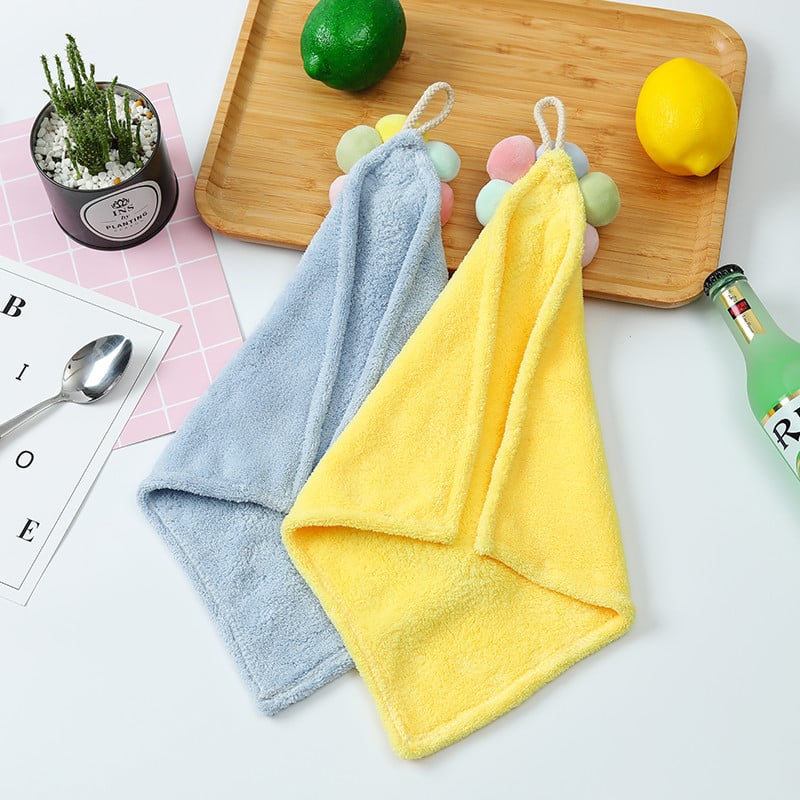 Smiley Coral Velvet Ručnik za ruke za kuhinju Kupaonica Velike mekane petlje za vješanje Brzo sušeće upijajuće krpe za suđe Kućni frotirni ručnici