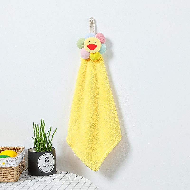 Smiley Coral Velvet Ručnik za ruke za kuhinju Kupaonica Velike mekane petlje za vješanje Brzo sušeće upijajuće krpe za suđe Kućni frotirni ručnici