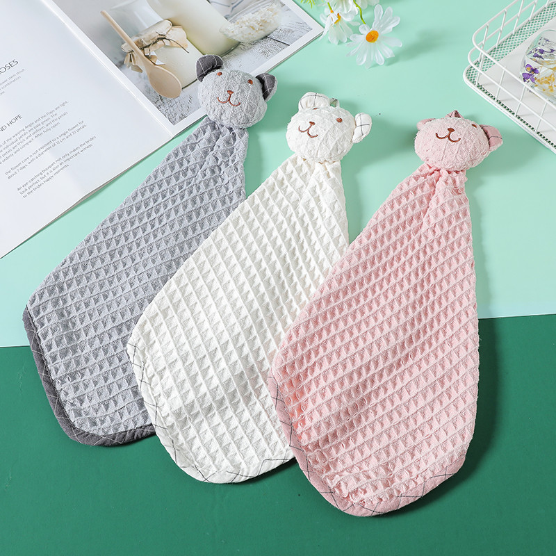 Hímzés aranyos rajzfilm maci baba kéztörlő függő fürdőlepedő gofri nedvszívó zsebkendő