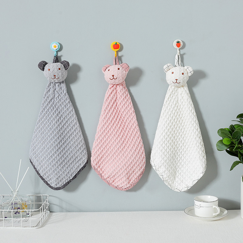 Hímzés aranyos rajzfilm maci baba kéztörlő függő fürdőlepedő gofri nedvszívó zsebkendő