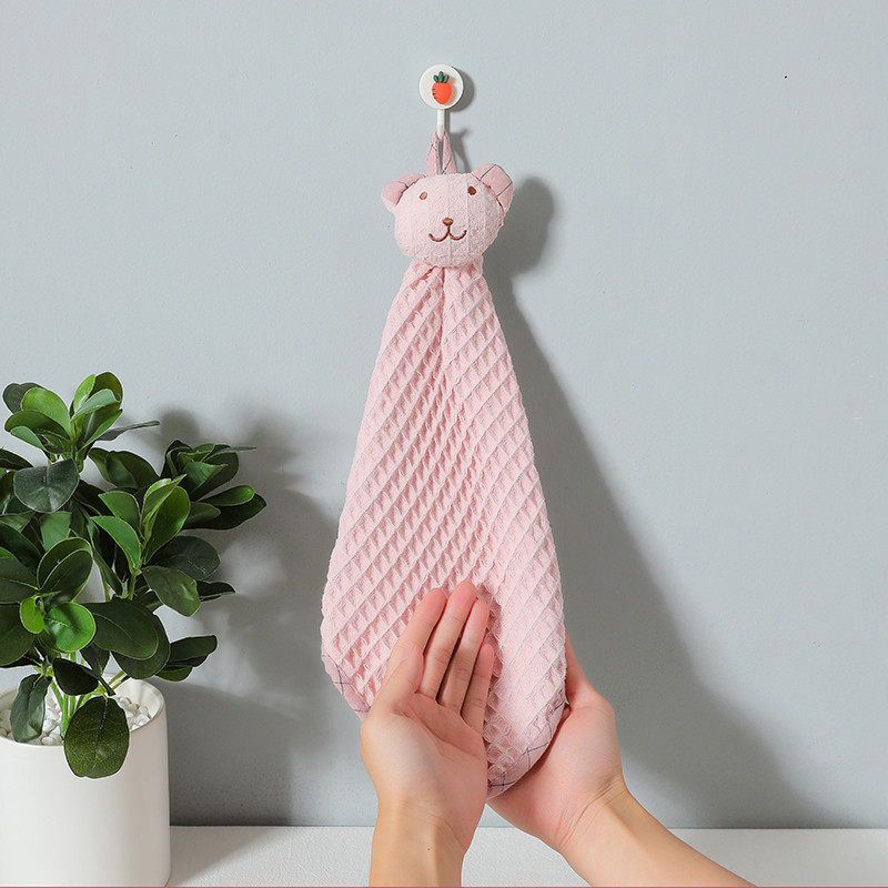 Hímzés aranyos rajzfilm maci baba kéztörlő függő fürdőlepedő gofri nedvszívó zsebkendő