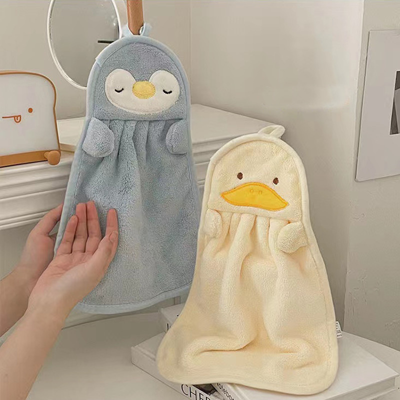 Įvairūs sugeriantys rankšluosčiai Mielas siuvinėtas pakabinamas rankšluostis, odai nekenksmingas minkštas koralinis aksominis rankšluostis kūdikiui virtuvės vonios kambarys