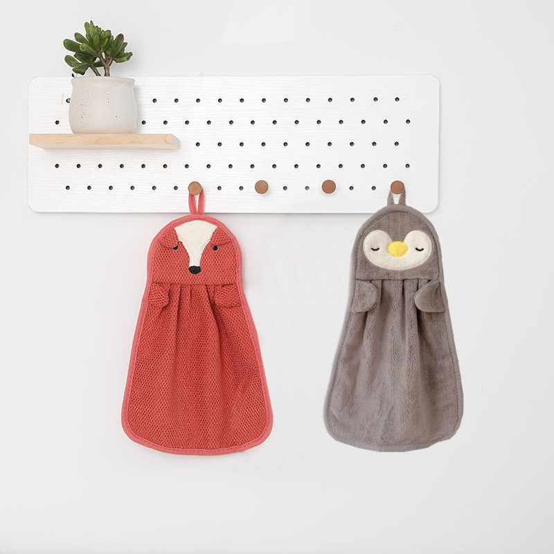 Įvairūs sugeriantys rankšluosčiai Mielas siuvinėtas pakabinamas rankšluostis, odai nekenksmingas minkštas koralinis aksominis rankšluostis kūdikiui virtuvės vonios kambarys