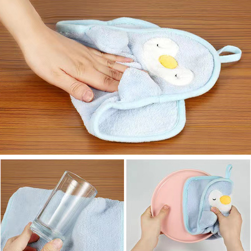 Įvairūs sugeriantys rankšluosčiai Mielas siuvinėtas pakabinamas rankšluostis, odai nekenksmingas minkštas koralinis aksominis rankšluostis kūdikiui virtuvės vonios kambarys