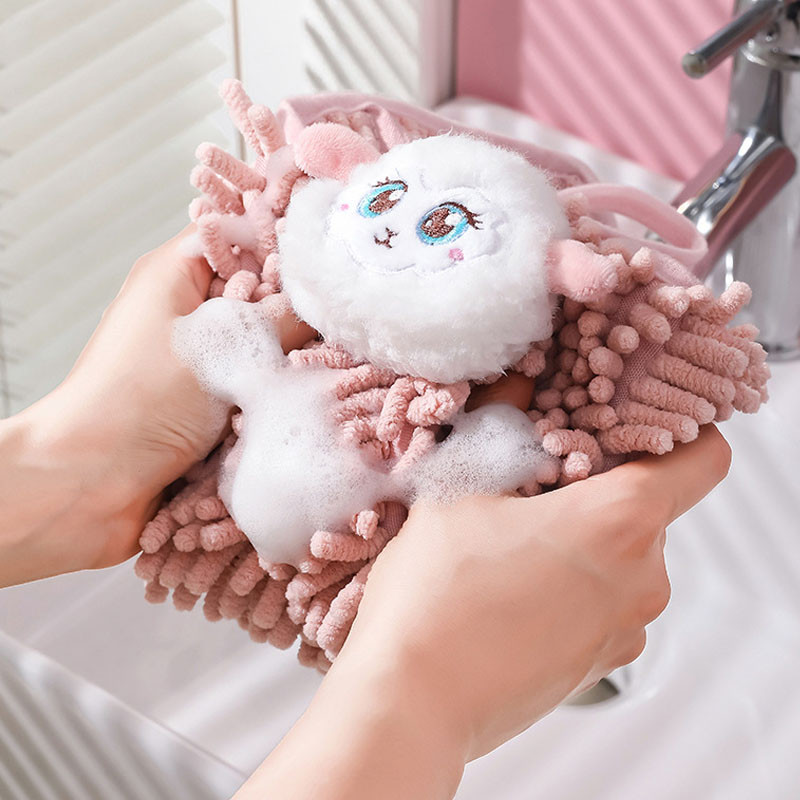 Prosop de mână din microfibră cu animale din desene animate pentru bucătărie, baie, șervețele de curățare agățate din chenilă de înaltă calitate, prosoape confortabile la atingere