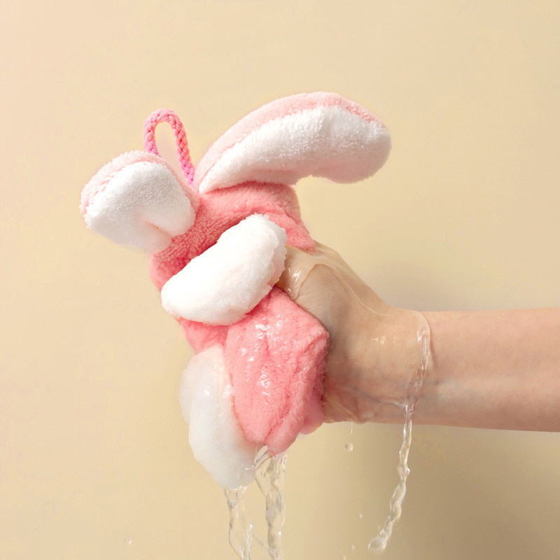 Mieli triušio vaikų rankšluosčiai Kabantys sugeriantis rankšluostis Minkšta greitai išdžiūsta vonios indų šluostė su virvele Virtuvės valymo šluostė