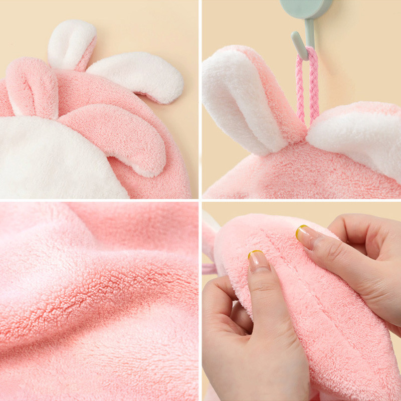 Mieli triušio vaikų rankšluosčiai Kabantys sugeriantis rankšluostis Minkšta greitai išdžiūsta vonios indų šluostė su virvele Virtuvės valymo šluostė