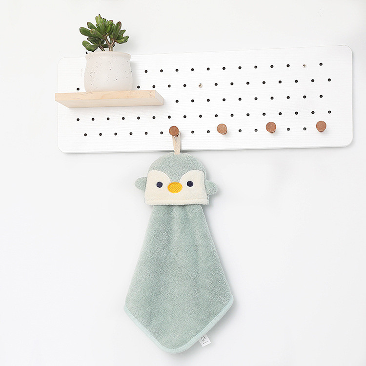 Animacinis filmas pingvinas gyvūnas mielas sugeriantis koralinis aksominis rankšluostis virtuvės vonios rankšluostis vaikams pakabinamas rankšluostis Bt21