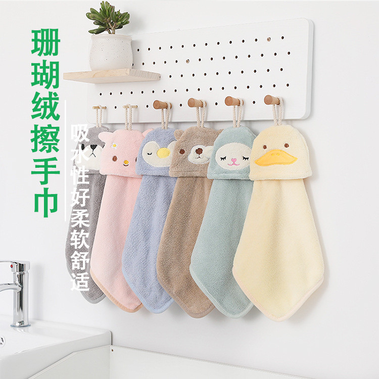 Animacinis filmas pingvinas gyvūnas mielas sugeriantis koralinis aksominis rankšluostis virtuvės vonios rankšluostis vaikams pakabinamas rankšluostis Bt21