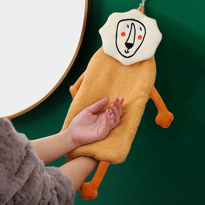 Prosop de mână în stil animal de desene animate Îngroșa Coral Catifea Urs Leu Elefant Vulpe Prosoape Terry pentru copii Accesorii de bucătărie pentru baie