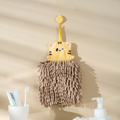 Animacinių filmų gyvūnų šenilinis rankšluostis Mielas Tiger Rabbit Panda Vaikų odai nekenksmingas sugeriantis pliušinis audinys namams, tvirtinamas prie sienos