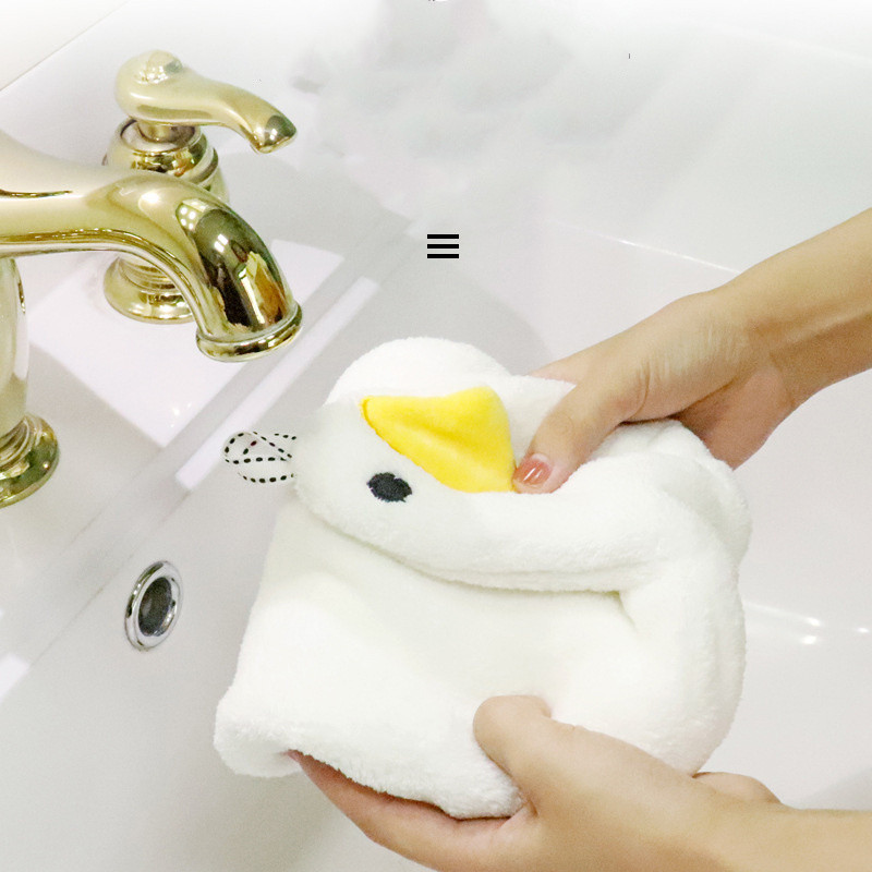 Ins Kawaii Duck kéztörölközők Rajzfilm Állattörlő Törölköző Akasztókendő Konyha Fürdőszoba Gyorsan száradó puha nedvszívó zsebkendő törlőkendő