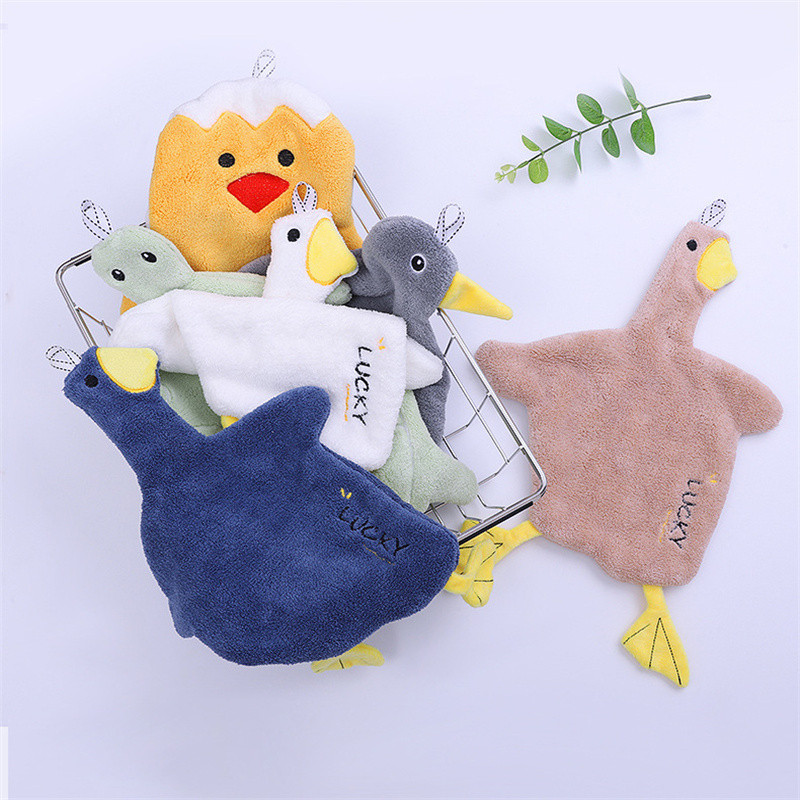 Ins Kawaii Duck kéztörölközők Rajzfilm Állattörlő Törölköző Akasztókendő Konyha Fürdőszoba Gyorsan száradó puha nedvszívó zsebkendő törlőkendő