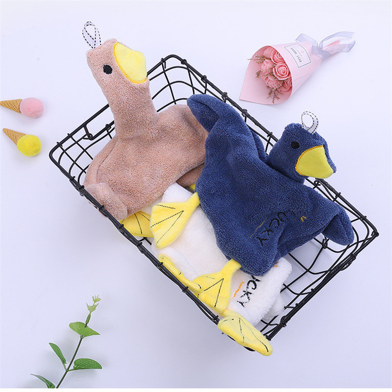 Ins Kawaii Duck kéztörölközők Rajzfilm Állattörlő Törölköző Akasztókendő Konyha Fürdőszoba Gyorsan száradó puha nedvszívó zsebkendő törlőkendő