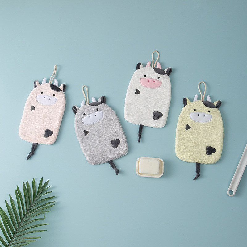 Minkštas koralų vilnos rankšluostis Animacinių filmų siuvinėjimas Kabantis rankšluostis Namų dekoras Virtuvė Vonios kambarys Sugeriantys greitai džiūstantys rankšluosčiai