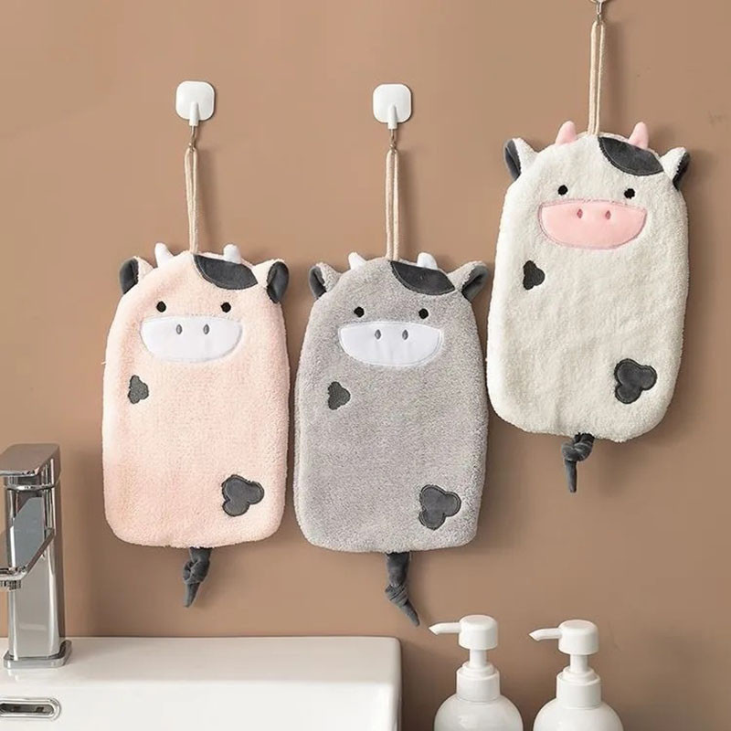 Minkštas koralų vilnos rankšluostis Animacinių filmų siuvinėjimas Kabantis rankšluostis Namų dekoras Virtuvė Vonios kambarys Sugeriantys greitai džiūstantys rankšluosčiai