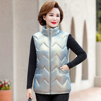 Moteriška liemenė su aukšta apykakle ir prigludusia kišene