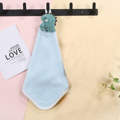 Korall gyapjú felakasztható vastag törölköző rajzfilm dinoszaurusz törülköző aranyos nedvszívó kéztörlő törlőkendő rongy zsebkendő