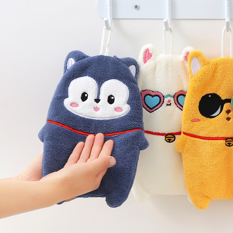 Prosop de mână drăguț cu animale din desene animate Prosoape pentru copii cu două straturi îngroșate pentru acasă cârpă de vase cu uscare rapidă, cârpă de bucătărie pentru baie