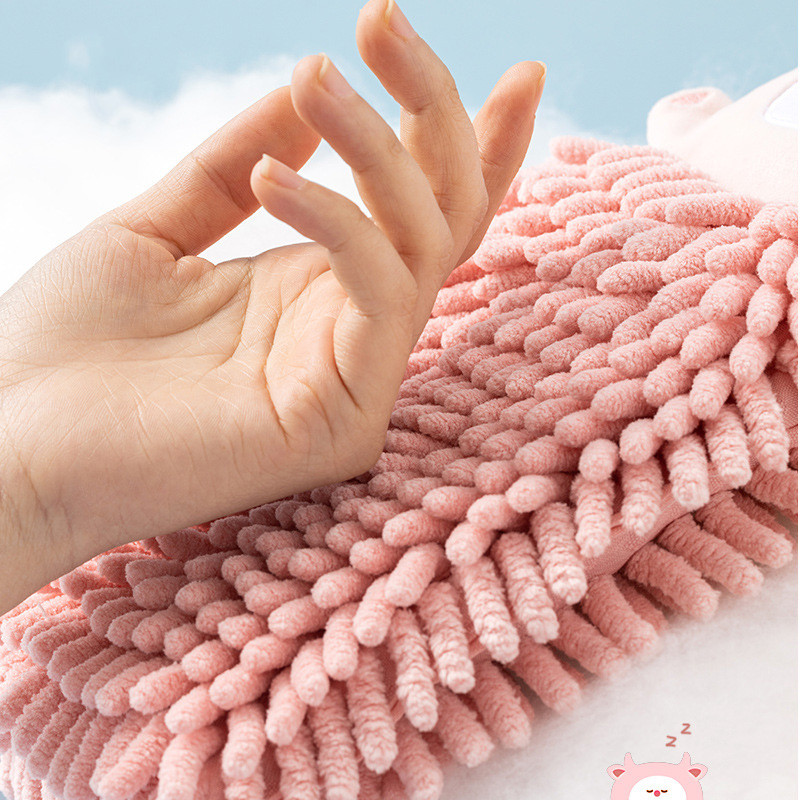 Desen animat drăguț prosop de mână din chenille Bucătărie Baie Moale Uscare rapidă Absorbant șterge batista pentru casă Fără vărsare prietenoasă cu pielea