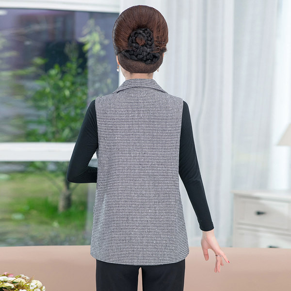 Γυναικείο καρό γιλέκο με κουμπιά και τσέπη