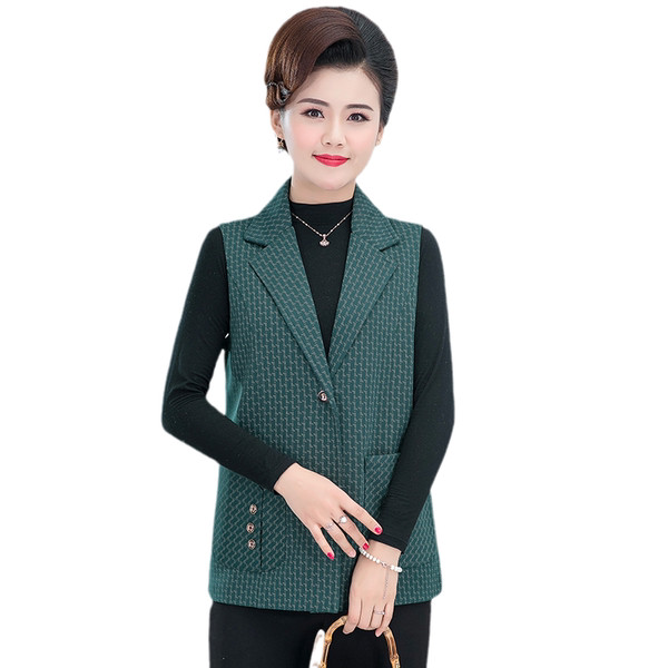 Elegáns női mellény normál gallérral és zsebbel