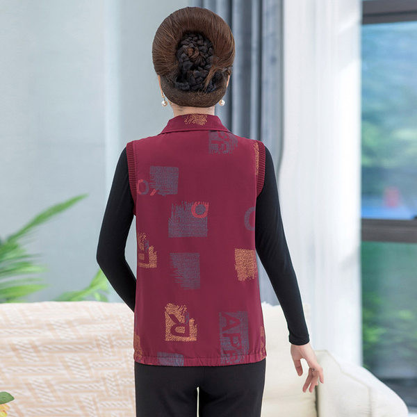 Vestă scurtă de damă cu guler înalt și inscripție