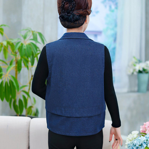 Vestă casual din denim cu fermoar