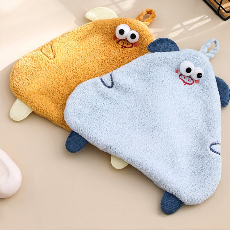 Super drăguț prosop moale agățat porc din desene animate broderie de animale batistă baie băiat fete prosop de mână maro casă bucătărie