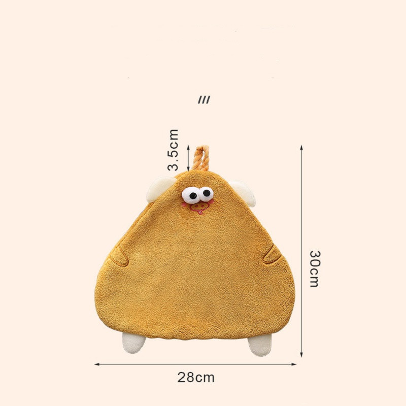 Super drăguț prosop moale agățat porc din desene animate broderie de animale batistă baie băiat fete prosop de mână maro casă bucătărie