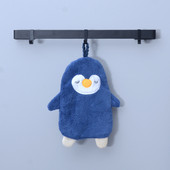 1 buc. Mini prosop de mână suspendabil, prosoape pinguin albastru din desene animate pentru copii, absorbant, cu uscare rapidă, baie, prosop pentru spălat de mână, bucătărie curată