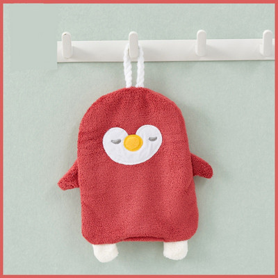 1 buc. Mini prosop de mână suspendabil, prosoape pinguin albastru din desene animate pentru copii, absorbant, cu uscare rapidă, baie, prosop pentru spălat de mână, bucătărie curată