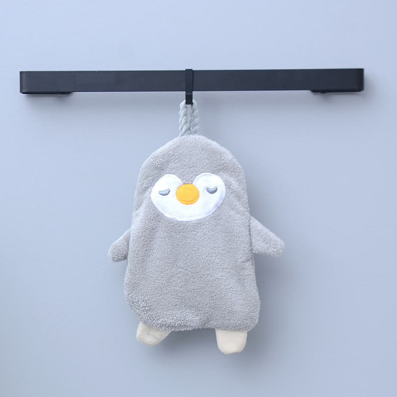1 buc. Mini prosop de mână suspendabil, prosoape pinguin albastru din desene animate pentru copii, absorbant, cu uscare rapidă, baie, prosop pentru spălat de mână, bucătărie curată