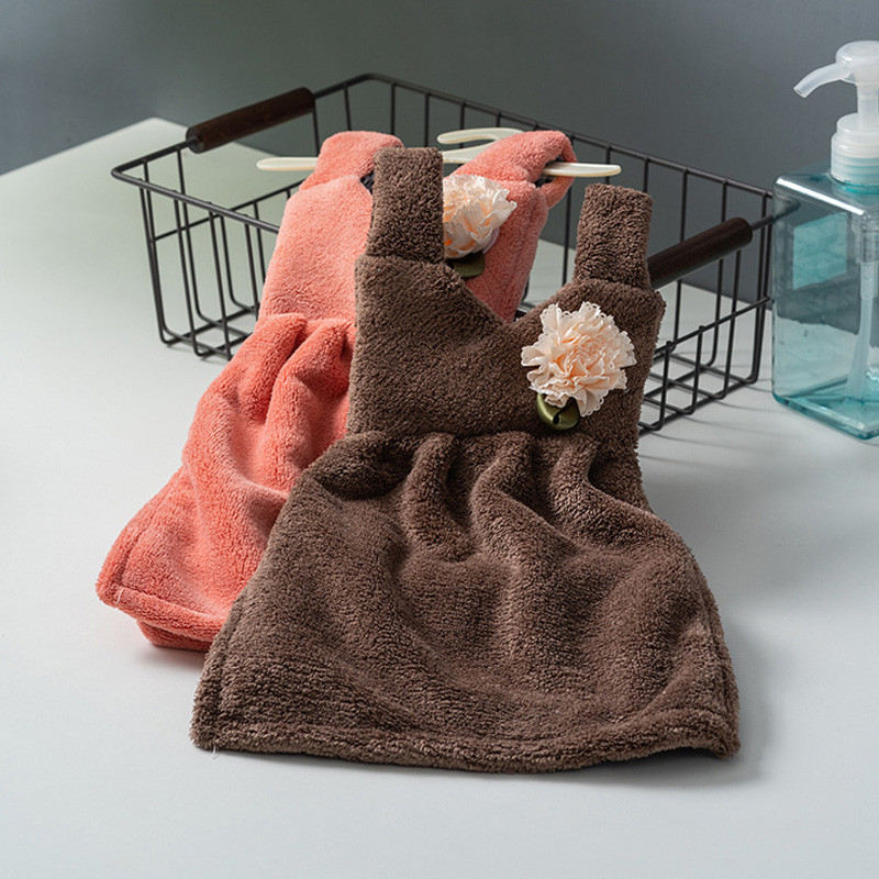 Mielos suknelės formos rankšluostis vaikams, sutirštintas koralinis aksominis minkštas prisilietimas namų virtuvės reikmenys, valymas indų šluoste Vonios rankšluosčiai