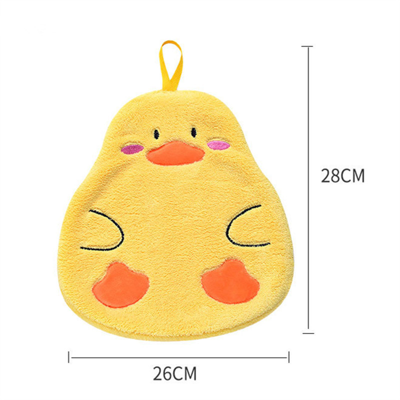 Lână de coral Prosoape de mână Bucătărie Baie Desene animat Rață Modelare Bucle de agățat Prosoape din microfibră absorbante, cu uscare rapidă