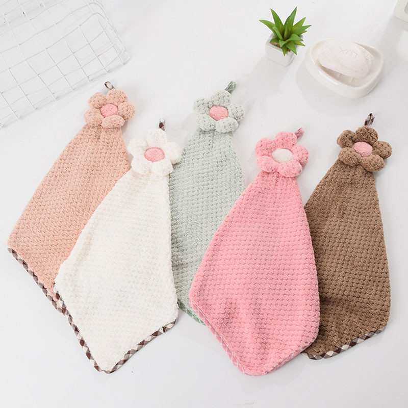 3 sekunde Brzo sušeći kuhinjski ručnik od koraljnog flisa Zgušnjava upijajuća mekana krpa za čišćenje suđa Rešetkasta tekstura tipa Sunčano cvijeće