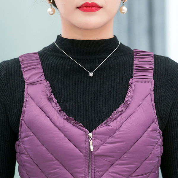 Moteriška žieminė liemenė su užtrauktuku ir kišene