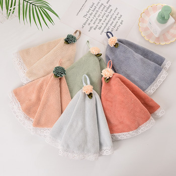 Χαριτωμένα δαντελένια φορέματα σε σχήμα προσώπου πετσέτες χεριών για μωρό Μαλακό Υψηλή Απορροφητική Κουζίνα Μπάνιο Στρογγυλή Πετσέτα Καθαρισμού Πολυεστέρας Άνετα