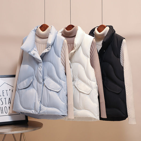 Vestă casual cu guler înalt pentru femei