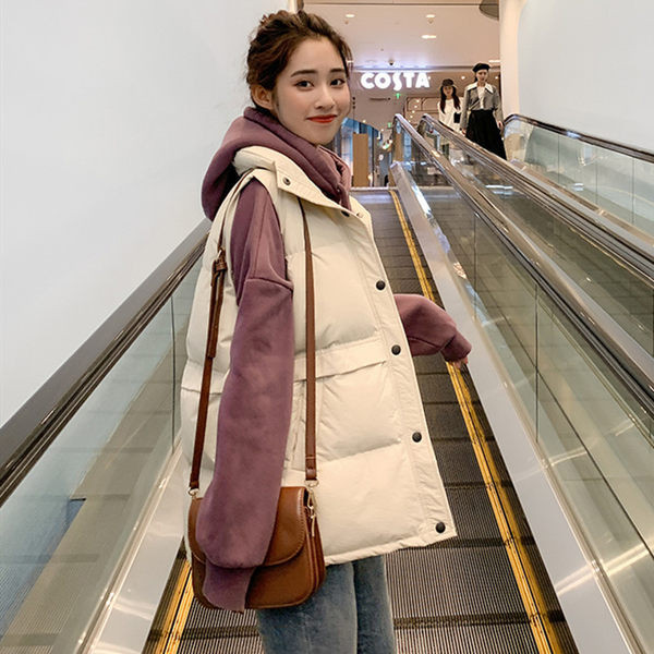 Vestă de zi cu zi pentru femei cu guler înalt și buzunar